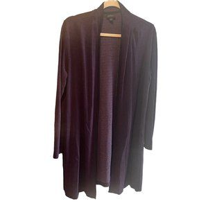 J. Jill Wearever Collection Open Front Cardigan Purple Houndstooth Sz M Pockets